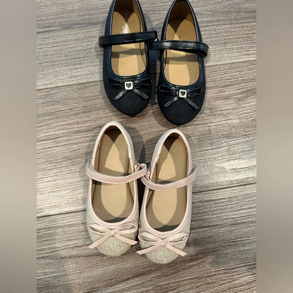 Bundle of Girls 8 Black and Gold Dressy Shoes